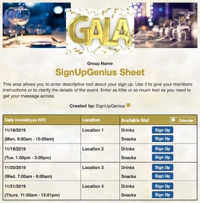 charity nonprofit gala fundraising fundraiser benefit dinner auction sign up form