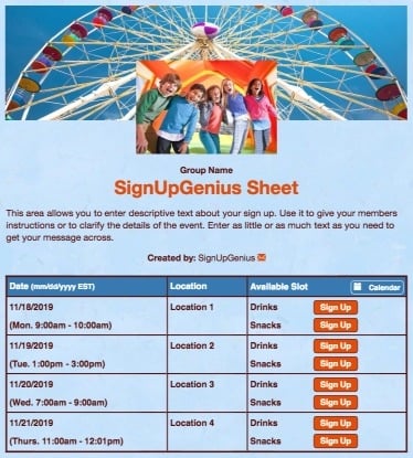 carnivals festivals ferris wheel playing children games blue sign up form