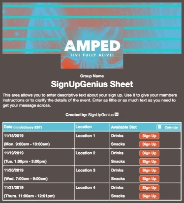 sign up sheet