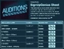 Audition sign up sheet