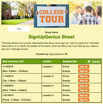 colleges campus tours admissions ambassadors sign up form