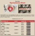 Blood Donations sign up sheet