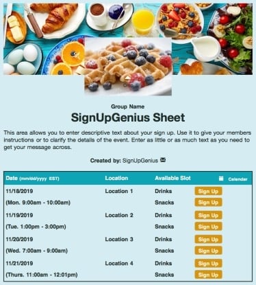 breakfasts brunch waffles croissants mornings sign up form