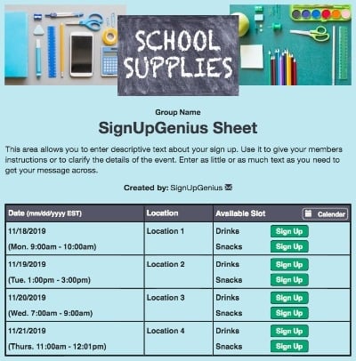 teacher teaching school classroom supplies wishlist sign up form