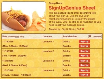 30 fun new themes concession stand sign up sheet