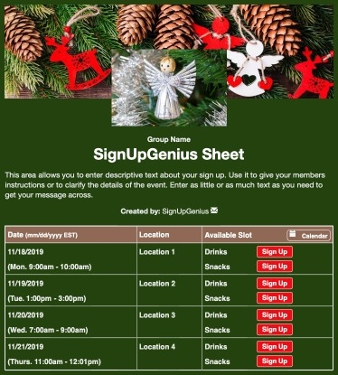 angel trees christmas ornaments decorations decorating sign up form