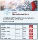 Snowy Holidays sign up sheet