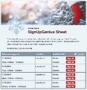 Snowy Holidays sign up sheet