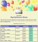 Birthday Balloons sign up sheet