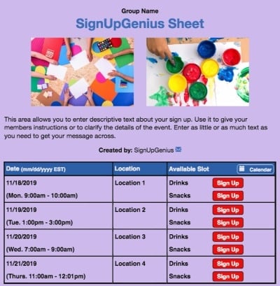 painting colors arts crafts children kids studio purple sign up form