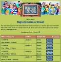 Back to School Volunteers sign up sheet