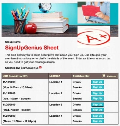 schools education classroom teachers grading grades appreciation conferences sign up form