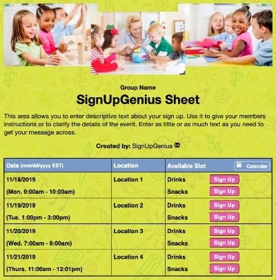 schools childrens learning nursery teachers crafts conferences preschool preK sign up form