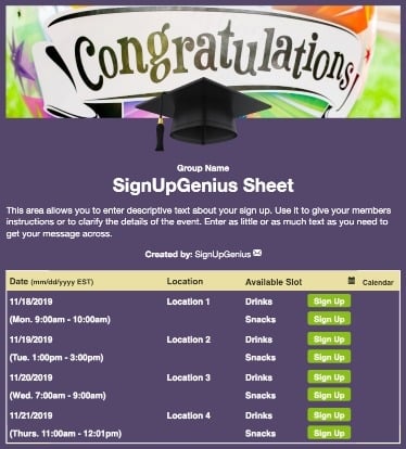 graduation celebration party congratulations balloon sign up form