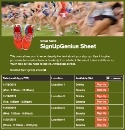 Cross Country Running sign up sheet