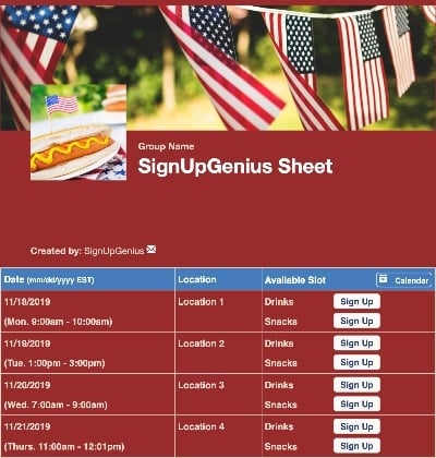 july cookouts independence 4th fourth memorial veterans flag red sign up form