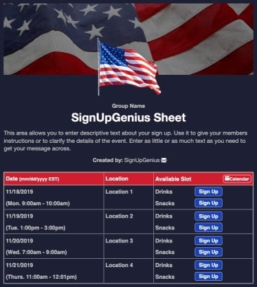 memorial thanks flag veterans july patriotic independence blue 4th fourth sign up form