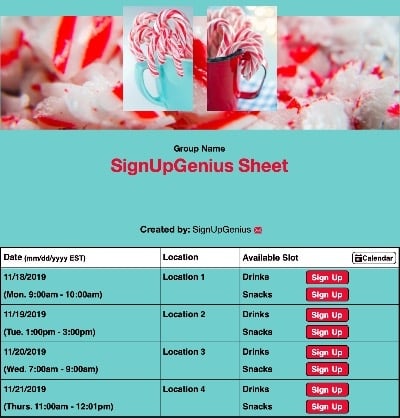 candy cane holiday christmas blue sign up form