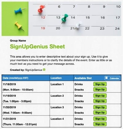 schedule appointments meetings conferences planning calendars sign up form