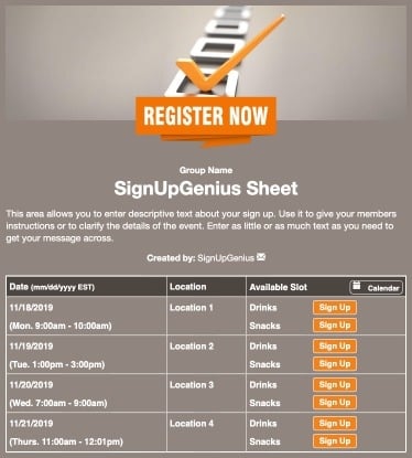 register registration sign up conference convention sign up form