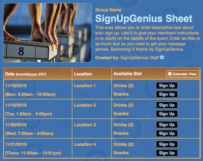 swimming pools swimmers meets swim blue sign up form