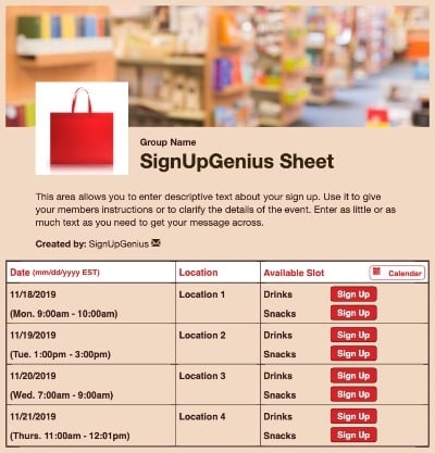 books fair library shopping store fundraiser supplies school sign up form