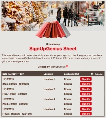 christmas presents shopping store gifts holidays sign up form