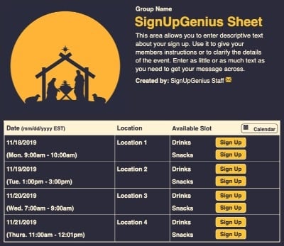 advent nativity christmas pageant sign up form