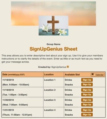 easter resurrection cross sign up form