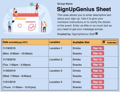 online meetings calendars scheduling appointments schedules sign up form