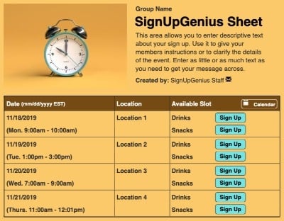 appointments meetings scheduling clock alarm time sign up form