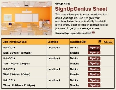 classroom learning education teacher school testing sign up form