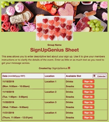 Hearts Charcuterie Spread sign up sheet