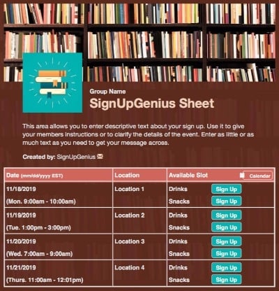 library books shelves reading librarian media sign up form