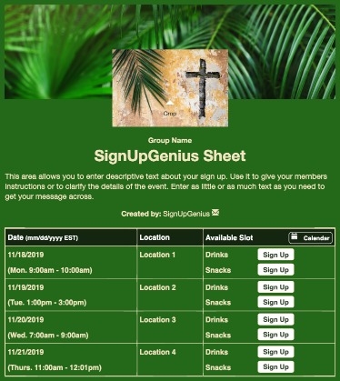 Palm Sunday 2 sign up sheet