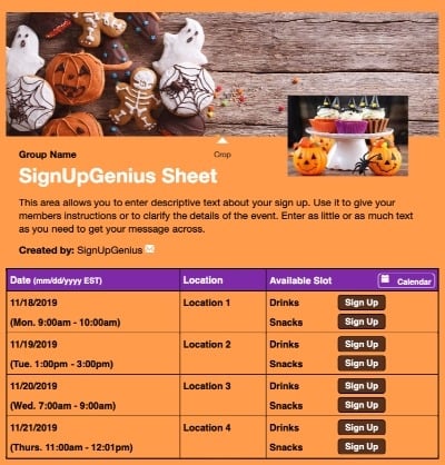 halloween candy trick treats orange ghosts cookies sign up form