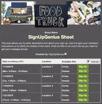 food truck rally concessions restaurants sign up form