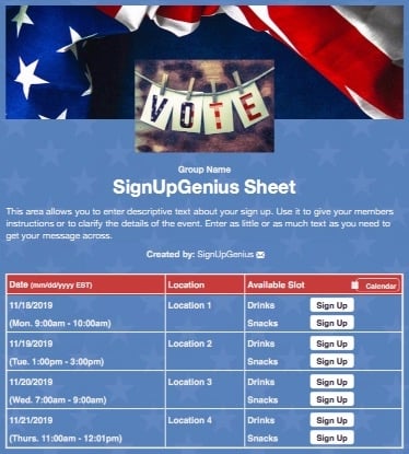 vote voting polling poltics political elections canvass campaign sign up form