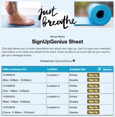 yoga pilates mat exercise aerobics vinyasa sign up form