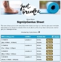 Yoga Class sign up sheet