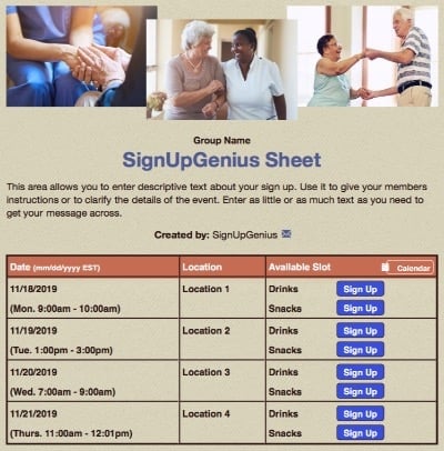 retirement seniors elderly assisted sign up form