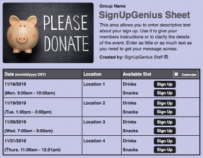 donate donations piggy banks money cash fundraisers purple sign up form