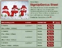 Snowmen sign up sheet