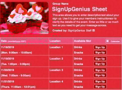 valentine cupcakes red pink valentine's dessert sign up form