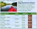 Kayak Rafting sign up sheet