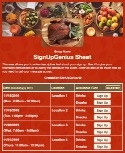 Thanksgiving Potluck sign up sheet