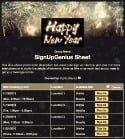 Happy New Year sign up sheet