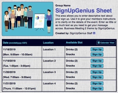 business meeting conference scheduling presentation office sign up form