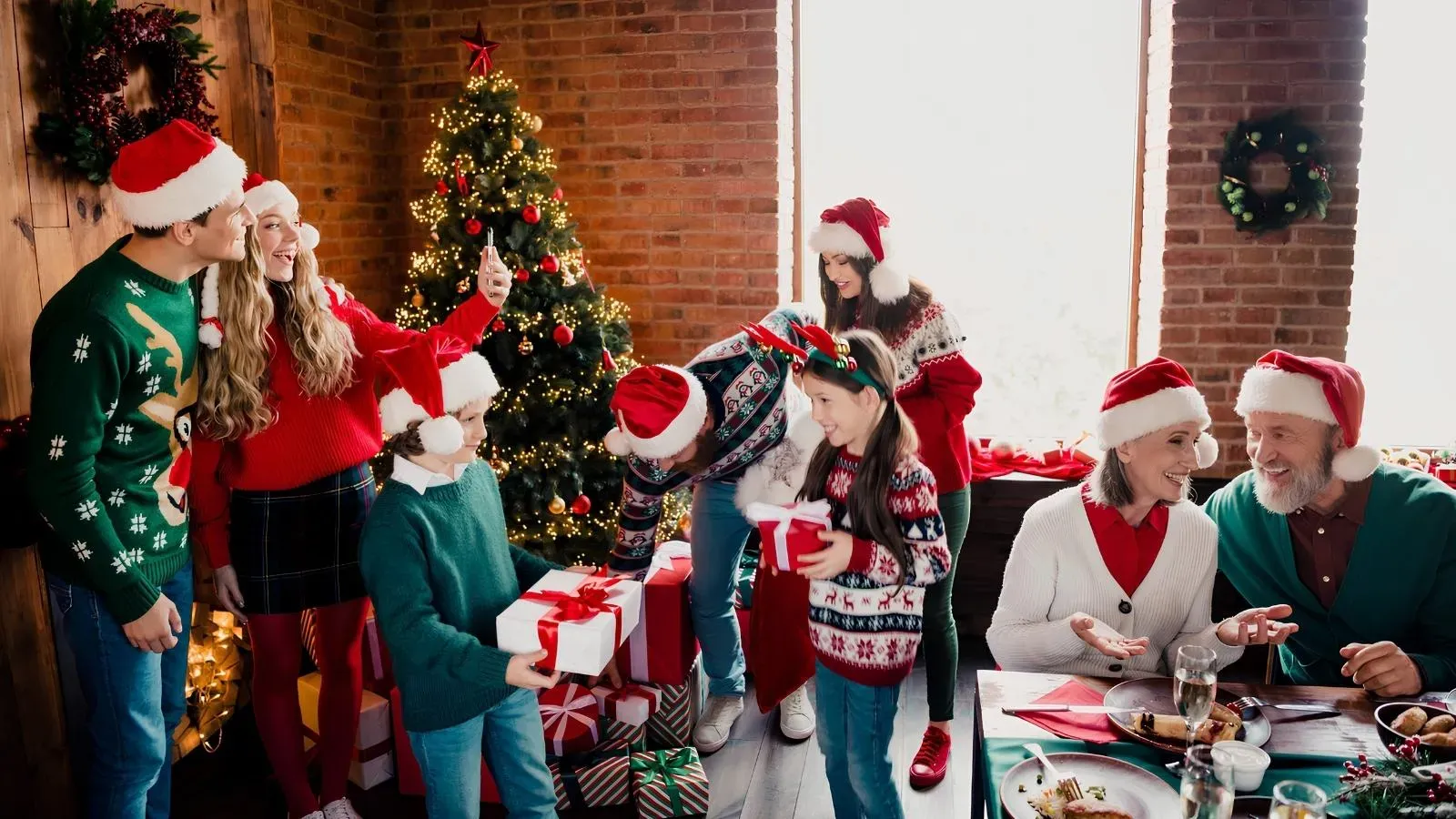 family gathered for christmas