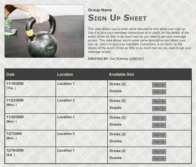 Gym Sign Up